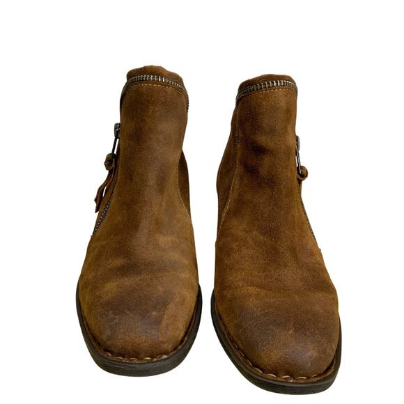 Born Montoro Rugged Distressed Rich Brown Suede Moto Ankle Boots Size 6.5 - Picture 3 of 9